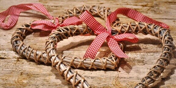 Crafting woven heart baskets